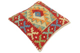handmade Tribal Turkish Antique Rust Blue Hand-Woven SQUARE 100% WOOL pillow