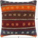 handmade Tribal Turkish Antique Burgundy Rust Hand-Woven SQUARE 100% WOOL pillow