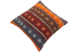 handmade Tribal Turkish Antique Burgundy Rust Hand-Woven SQUARE 100% WOOL pillow