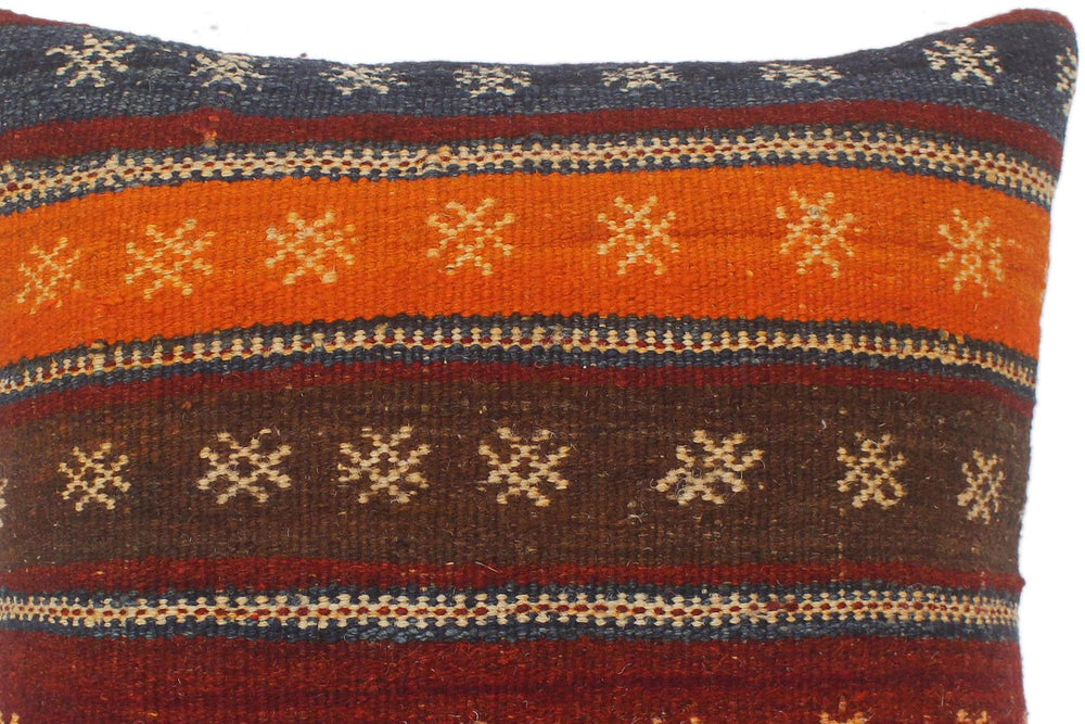 handmade Tribal Turkish Antique Burgundy Rust Hand-Woven SQUARE 100% WOOL pillow