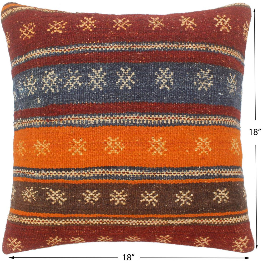 handmade Tribal Turkish Antique Burgundy Rust Hand-Woven SQUARE 100% WOOL pillow