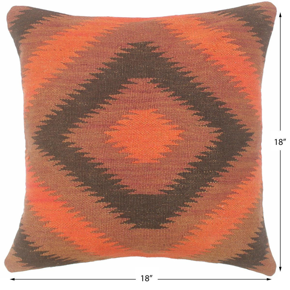 handmade Tribal Turkish Antique Rust Black Hand-Woven SQUARE 100% WOOL pillow