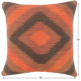 handmade Tribal Turkish Antique Rust Black Hand-Woven SQUARE 100% WOOL pillow