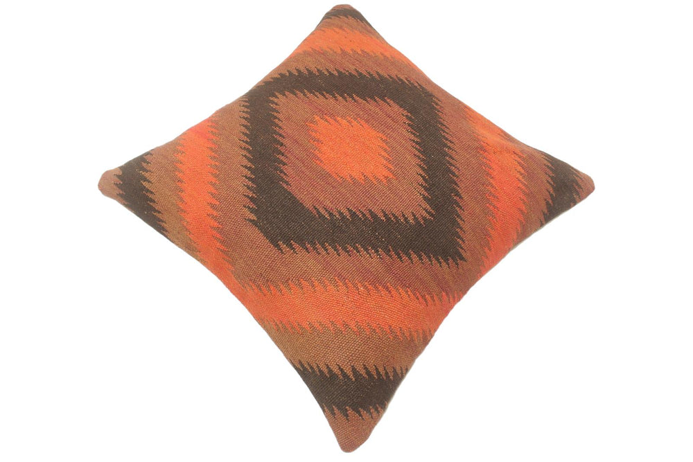 handmade Tribal Turkish Antique Rust Black Hand-Woven SQUARE 100% WOOL pillow