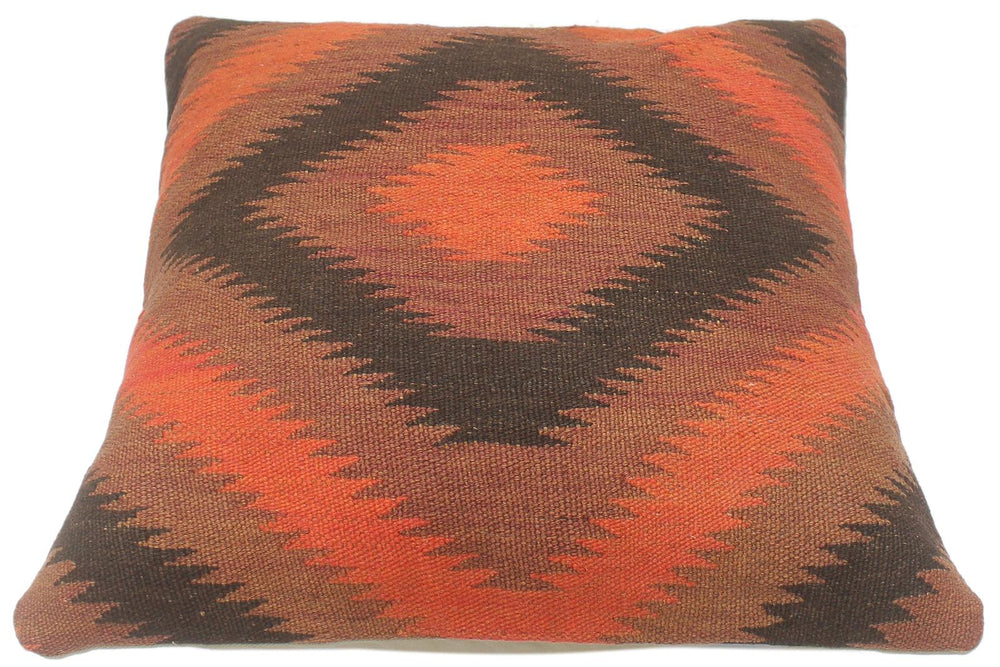 handmade Tribal Turkish Antique Rust Black Hand-Woven SQUARE 100% WOOL pillow