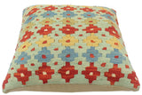 handmade Tribal Turkish Antique Blue Rust Hand-Woven SQUARE 100% WOOL pillow