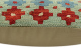 handmade Tribal Turkish Antique Blue Rust Hand-Woven SQUARE 100% WOOL pillow