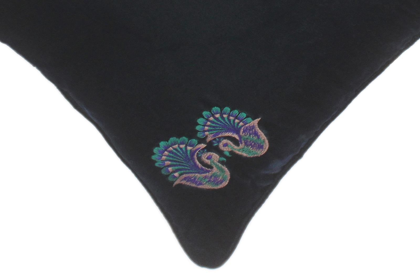 handmade  Pillow Green Blue Hand-Woven SQUARE VELVET EMBR pillow
