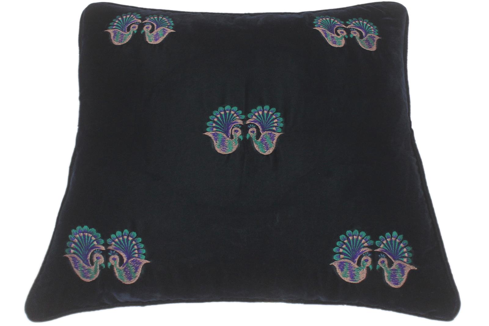 handmade  Pillow Green Blue Hand-Woven SQUARE VELVET EMBR pillow