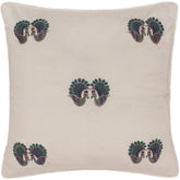 handmade Pillow Ivory Blue Hand-Woven SQUARE VELVET EMBR pillow