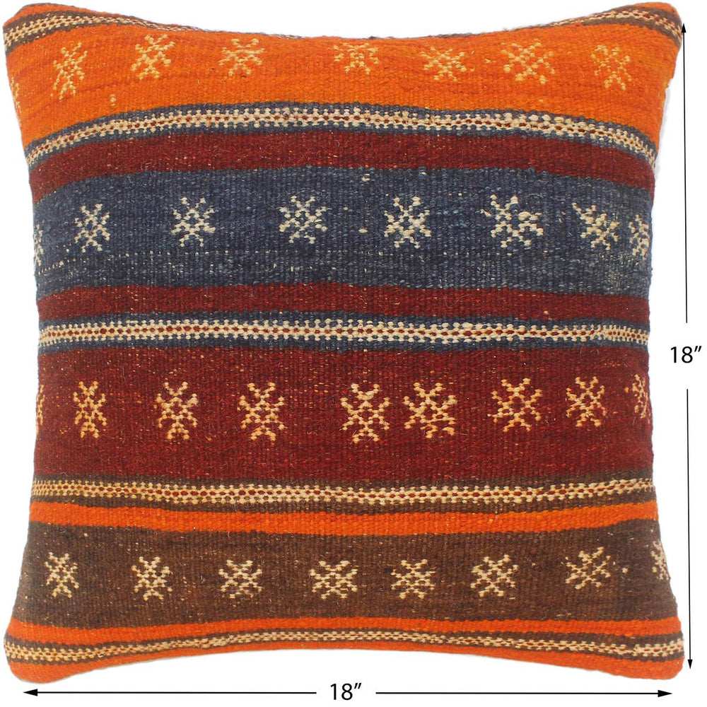 handmade Tribal Turkish Antique Burgundy Rust Hand-Woven SQUARE 100% WOOL pillow