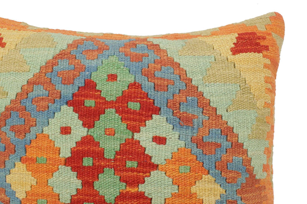 handmade Tribal Turkish Antique Rust Blue Hand-Woven SQUARE 100% WOOL pillow