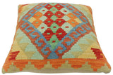 handmade Tribal Turkish Antique Rust Blue Hand-Woven SQUARE 100% WOOL pillow