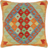 handmade Tribal Turkish Antique Rust Blue Hand-Woven SQUARE 100% WOOL pillow