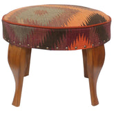 handmade Traditional Victorianot Orange Gray Hand-made ROUND Vegetable dyed wool and wood 23'' x 23'' x 18''