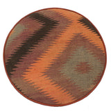 handmade Traditional Victorianot Orange Gray Hand-made ROUND Vegetable dyed wool and wood