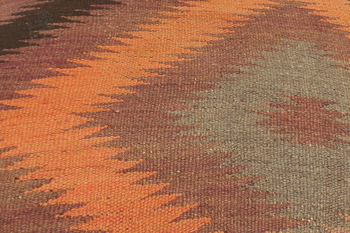 handmade Traditional Victorianot Orange Gray Hand-made ROUND Vegetable dyed wool and wood