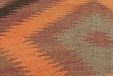 handmade Traditional Victorianot Orange Gray Hand-made ROUND Vegetable dyed wool and wood