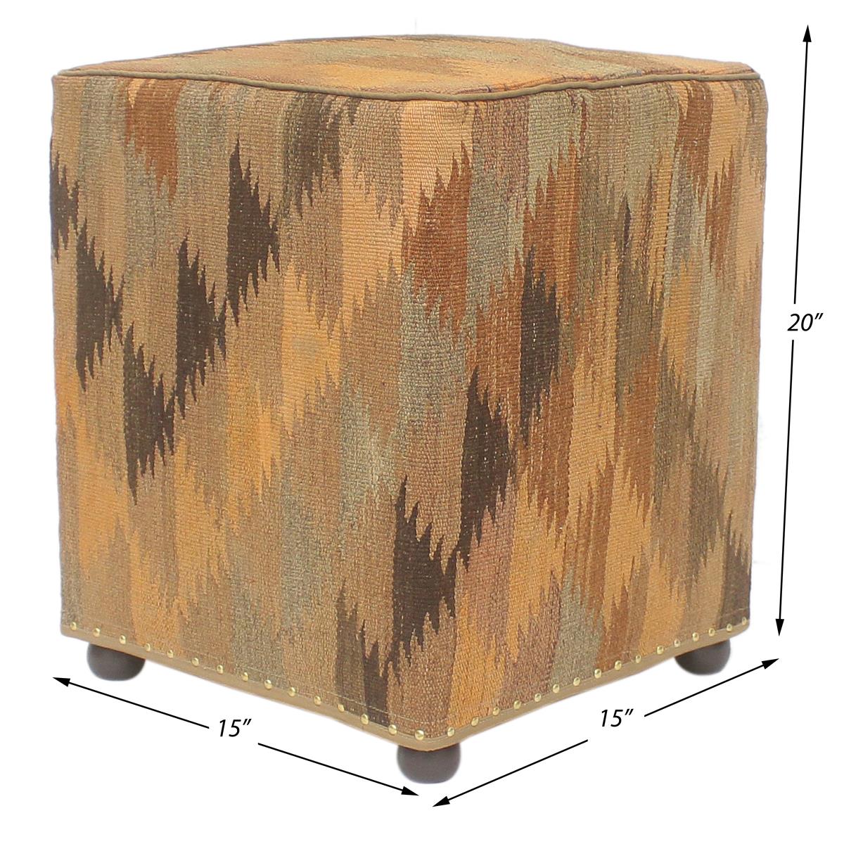 handmade Traditional Ottoman Orange Brown Hand-made SQUARE handmade ottoman pouf