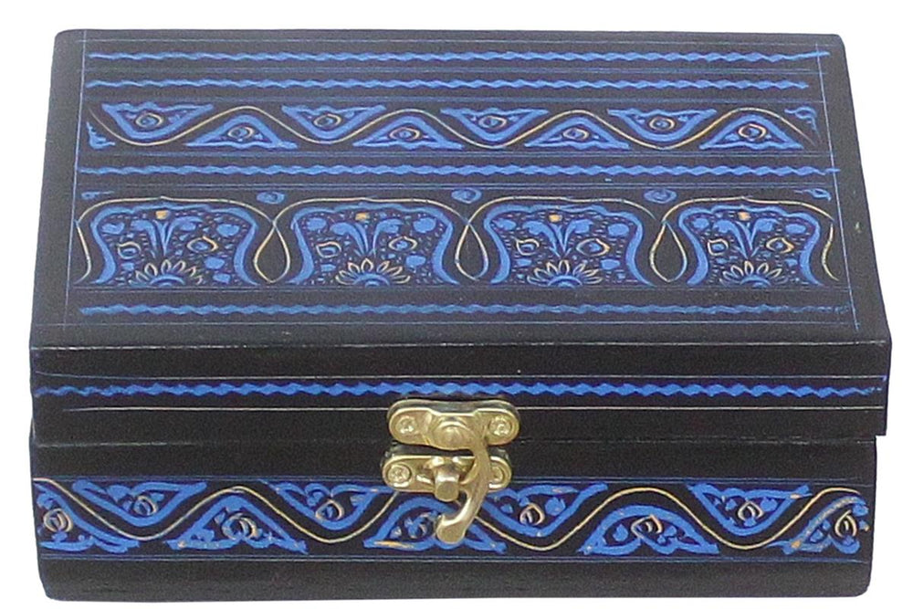 handmade Traditional Jewelrybox Black Blue Hand-made RECTANGLE WOOD Jewelry Box