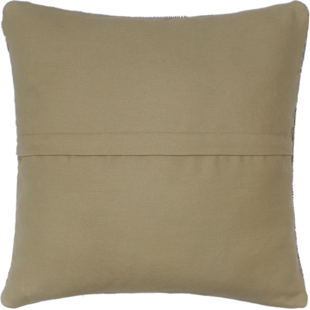 handmade Vintage Pillow Gray Brown Hand-Woven SQUARE 100% WOOL Vintage Pillow