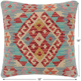 handmade Tribal Turkish Antique Red Blue Hand-Woven SQUARE 100% WOOL pillow