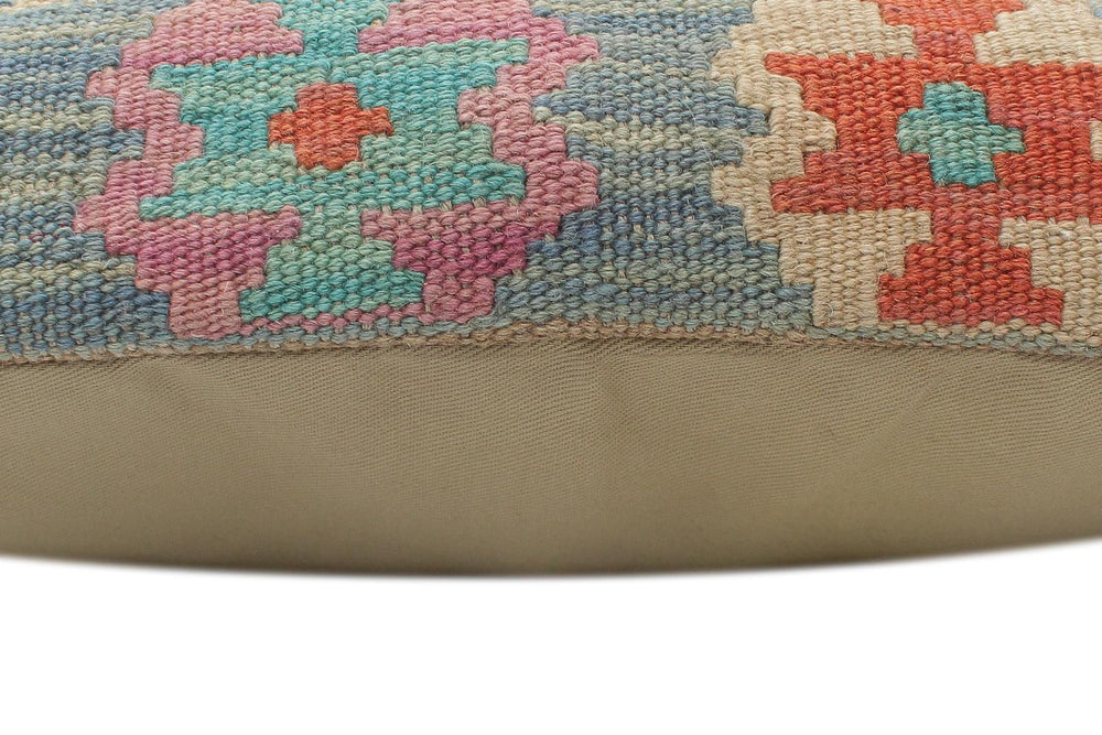 handmade Tribal Turkish Antique Red Blue Hand-Woven SQUARE 100% WOOL pillow