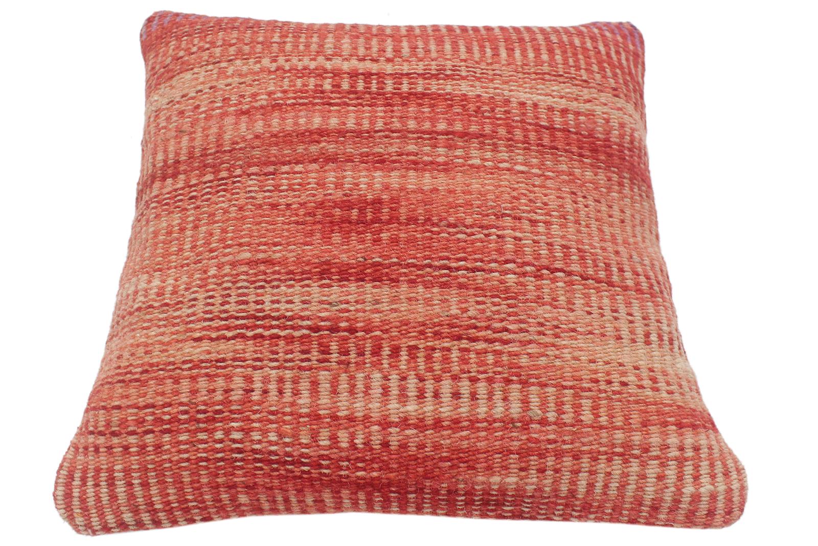 handmade Modern Red Beige Hand-Woven SQUARE 100% WOOL Pillow