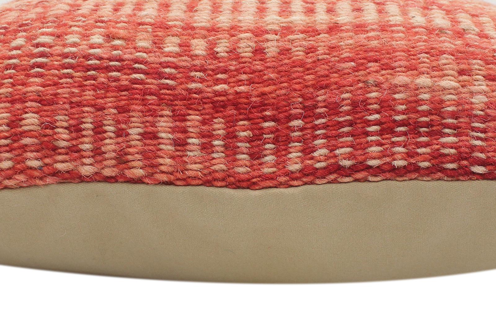 handmade Modern Red Beige Hand-Woven SQUARE 100% WOOL Pillow