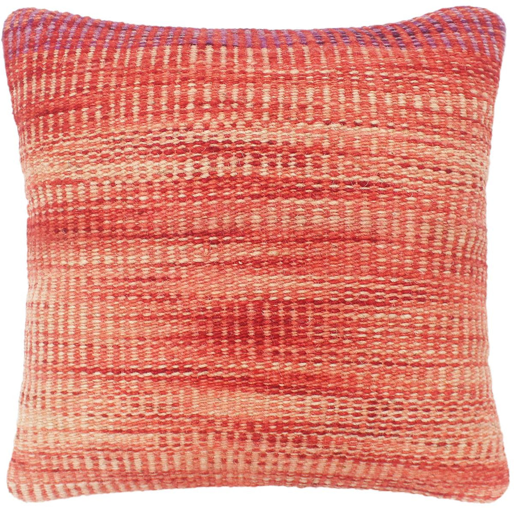 handmade Modern Red Beige Hand-Woven SQUARE 100% WOOL Pillow