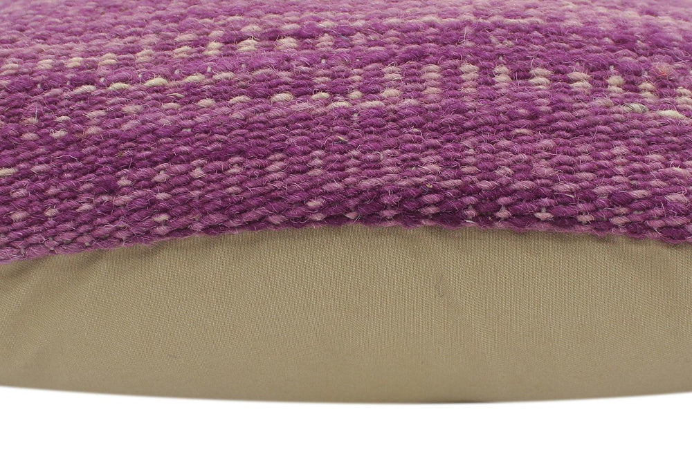 handmade Modern Purple Beige Hand-Woven SQUARE 100% WOOL Pillow