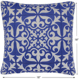 handmade Pillow Ivory Blue Hand-Woven SQUARE PRINTED VEL pillow