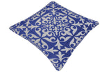 handmade Pillow Ivory Blue Hand-Woven SQUARE PRINTED VEL pillow