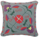 handmade Pillow Gray Red Hand-Woven SQUARE 100% Wool Suzani Throw Pillow