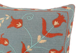 handmade  Pillow Blue Rust Hand-Woven SQUARE 100% Wool Suzani Throw Pillow