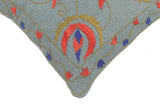 handmade  Pillow Blue Red Hand-Woven SQUARE 100% Wool Suzani Throw Pillow