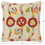 handmade  Pillow Beige Rust Hand-Woven SQUARE 100% Wool Suzani Throw Pillow