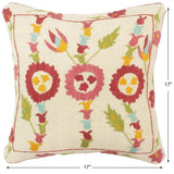handmade  Pillow Beige Blue Hand-Woven SQUARE 100% Wool Suzani Throw Pillow
