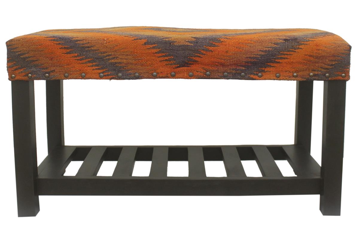 handmade Traditional Shoe Rack Rust Purple Hand-made RECTANGLE Vegetable dyed wool and wood