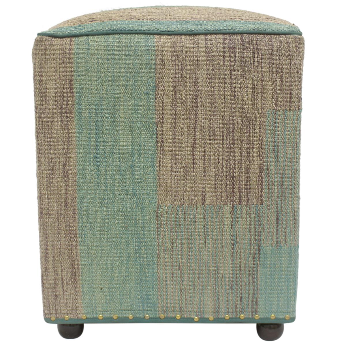 handmade Modern Ottoman Green Purple Hand-made SQUARE handmade ottoman pouf