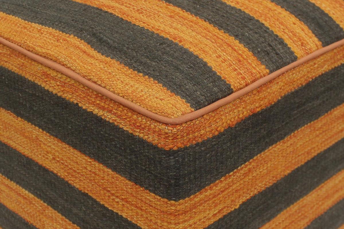 handmade Modern Ottoman Orange Black Hand-made SQUARE handmade ottoman pouf