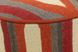handmade Modern Ottoman Rust Red Hand-made ROUND Vegetable dyed wool and wood