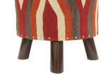 handmade Modern Ottoman Rust Red Hand-made ROUND Vegetable dyed wool and wood