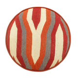 handmade Modern Ottoman Rust Red Hand-made ROUND Vegetable dyed wool and wood