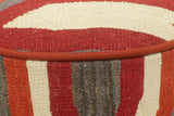 handmade Modern Ottoman Rust Red Hand-made ROUND Vegetable dyed wool and wood