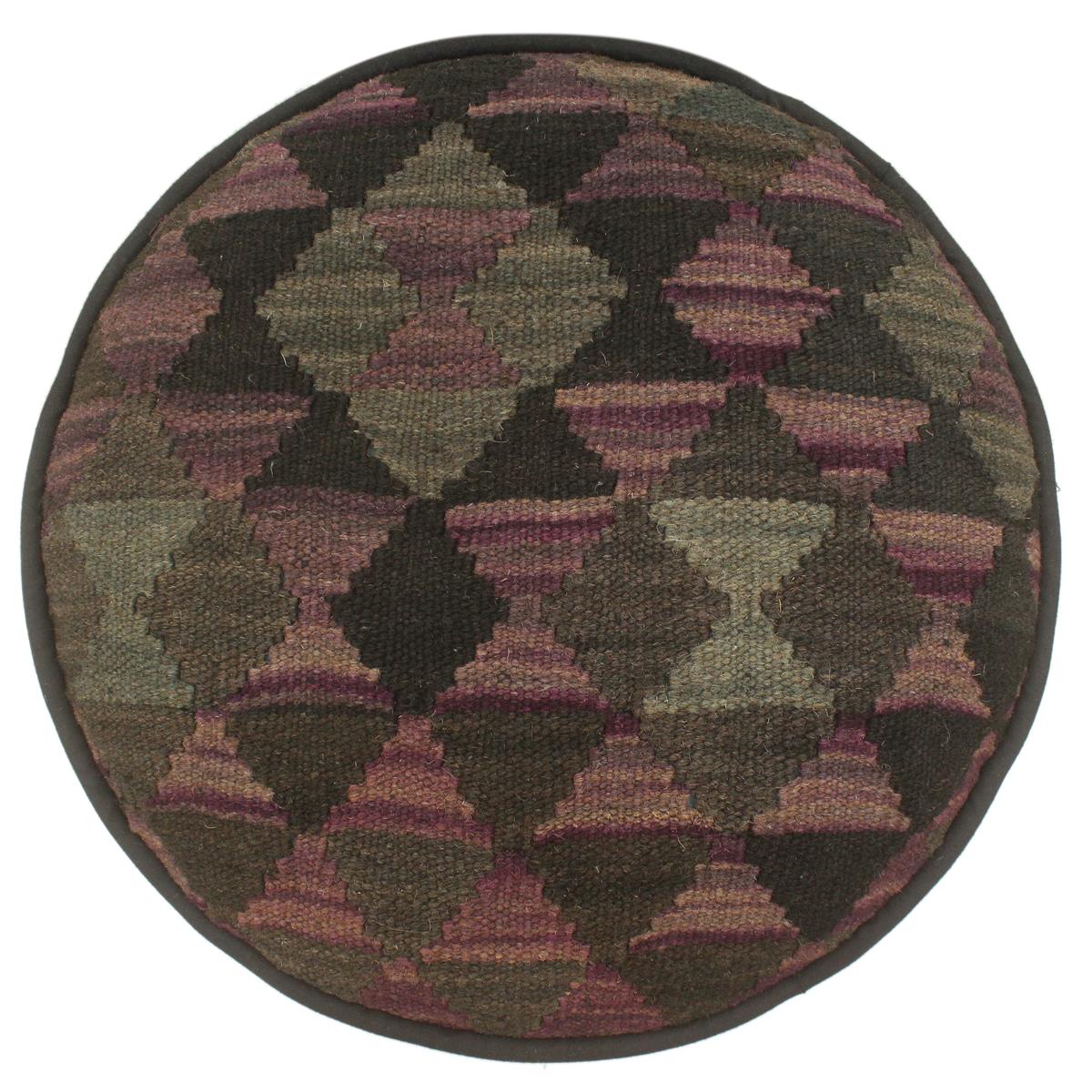 handmade Traditional Ottoman Black Purple Hand-made ROUND Vegetable dyed wool and wood