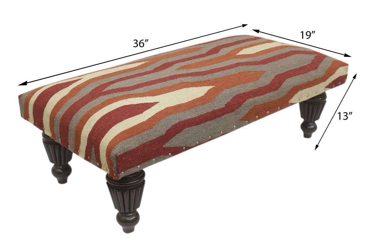 handmade Modern Settees Rust Red Hand-made RECTANGLE Vegetable dyed wool and wood