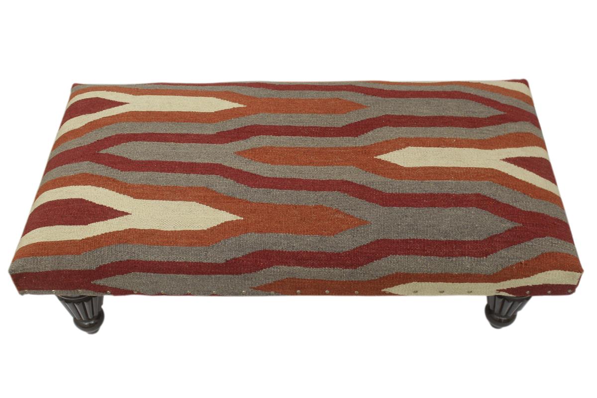 handmade Modern Settees Rust Red Hand-made RECTANGLE Vegetable dyed wool and wood