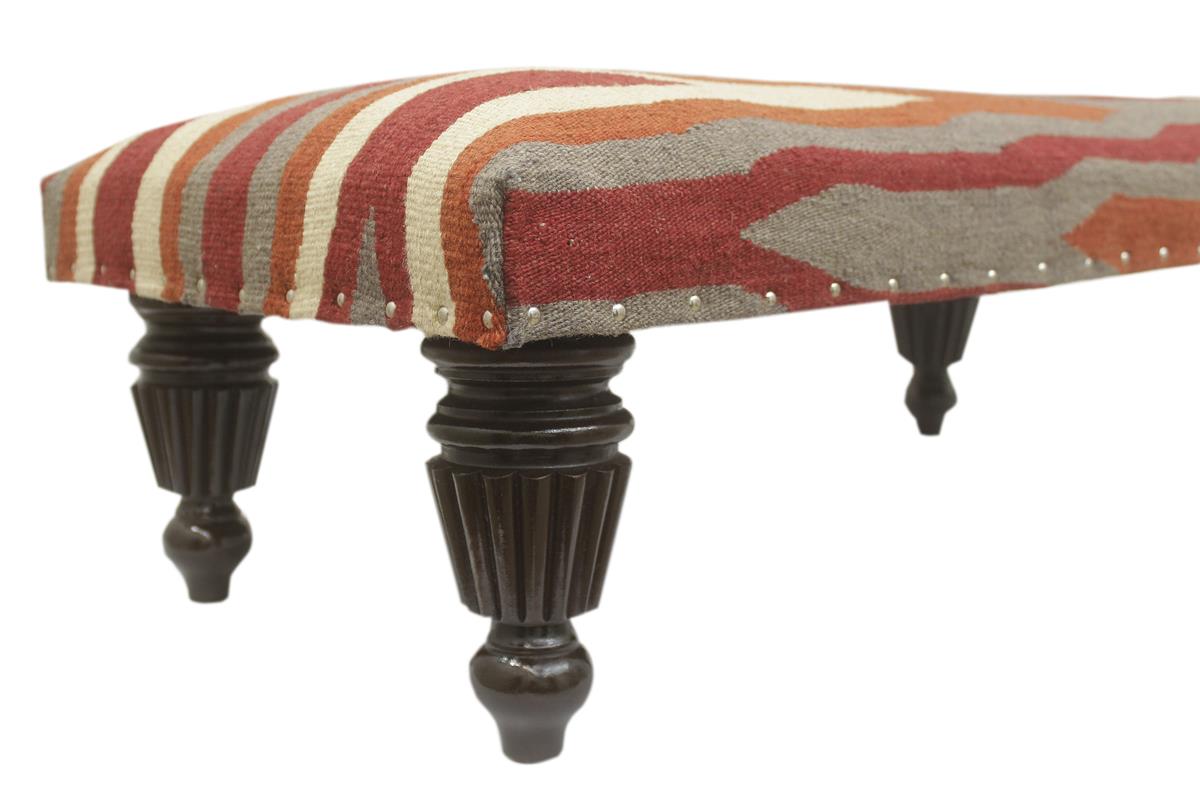 handmade Modern Settees Rust Red Hand-made RECTANGLE Vegetable dyed wool and wood