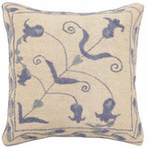 handmade Traditional Pillow Beige Blue Hand-Woven SQUARE 100% WOOL Handmade pillow